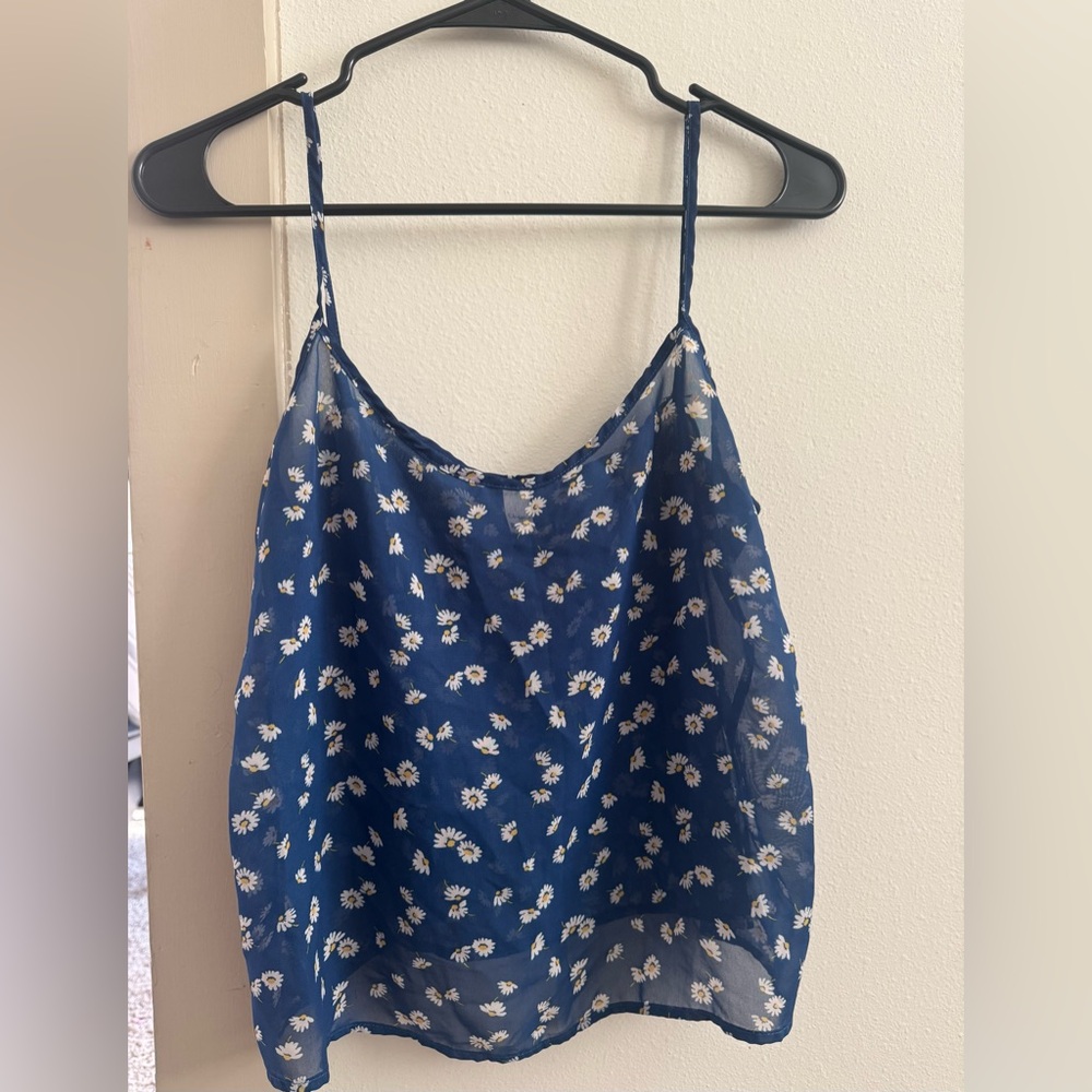 American Apparel Navy Chiffon with White Floral Design